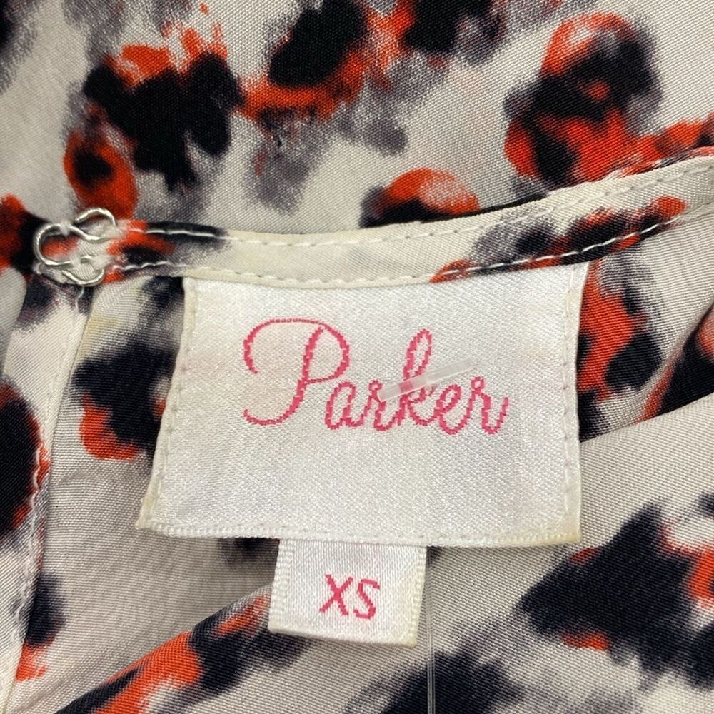 PARKER XS 100% Silk Colorful Animal Print Short Cropped Boxy Blouse Festival Top - Picture 9 of 16